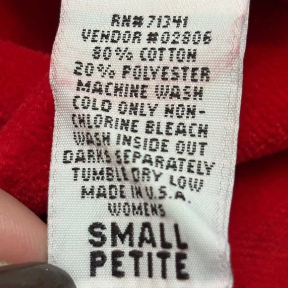 Vintage L.L. Bean Red Velour Long Sleeve Midi Dress Small Petite - Picture 7 of 15